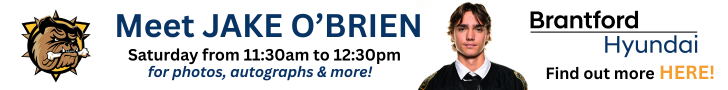 Meet Brantford Bulldogs Team Captain, Jake O’Brien, Saturday from 11:30 a.m. to 12:30 p.m. at Brantford Hyundai